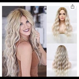 - Human hair blend blonde to platinum blonde wig